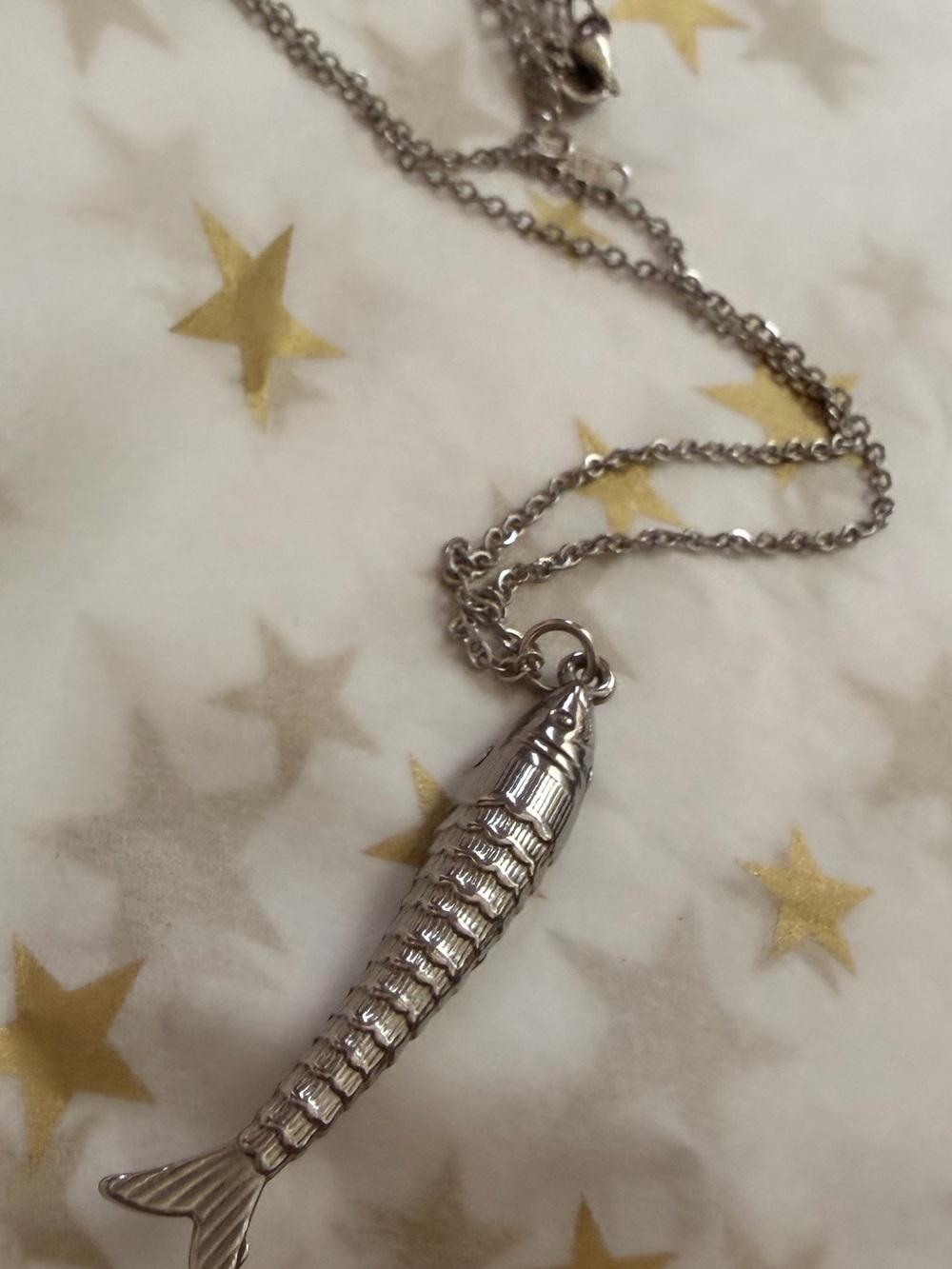Silver Fish Pendant Necklace - Polished Silver Fish Charm